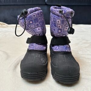 Purple and Black Waterproof Snow Boots with Insulated Comfort